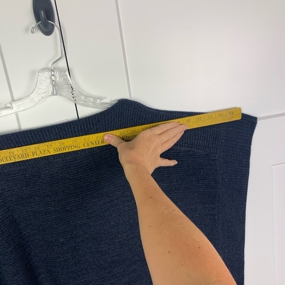 NWT Ann Taylor LOFT One Size Poncho Sweater Blue Ribbed - Picture 7 of 8